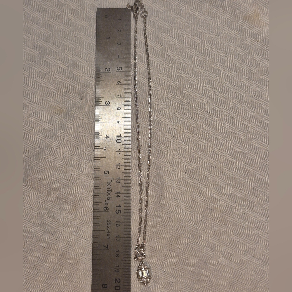 Silver Givenchy Chain Necklace With Crystal Pendant. - Picture 6 of 6